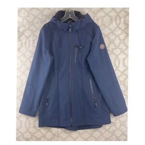HFX Performance Women Navy Blue Softshell Hooded Jacket Fleece Lined Large L